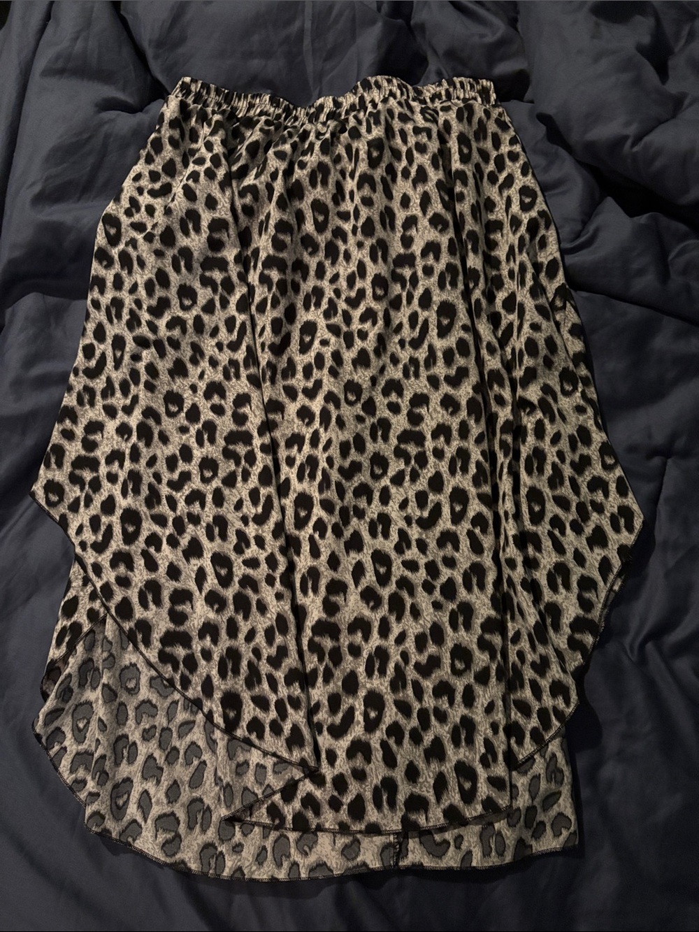 SHEIN Leopard-Print High-Low Skirt - Black and Cream
